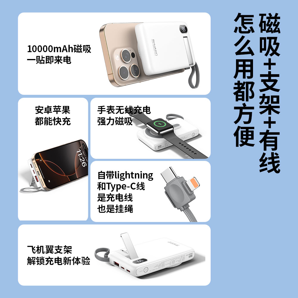 PN90 闪充宝90 10000mAh-磁吸无线闪充宝 - 图片 2